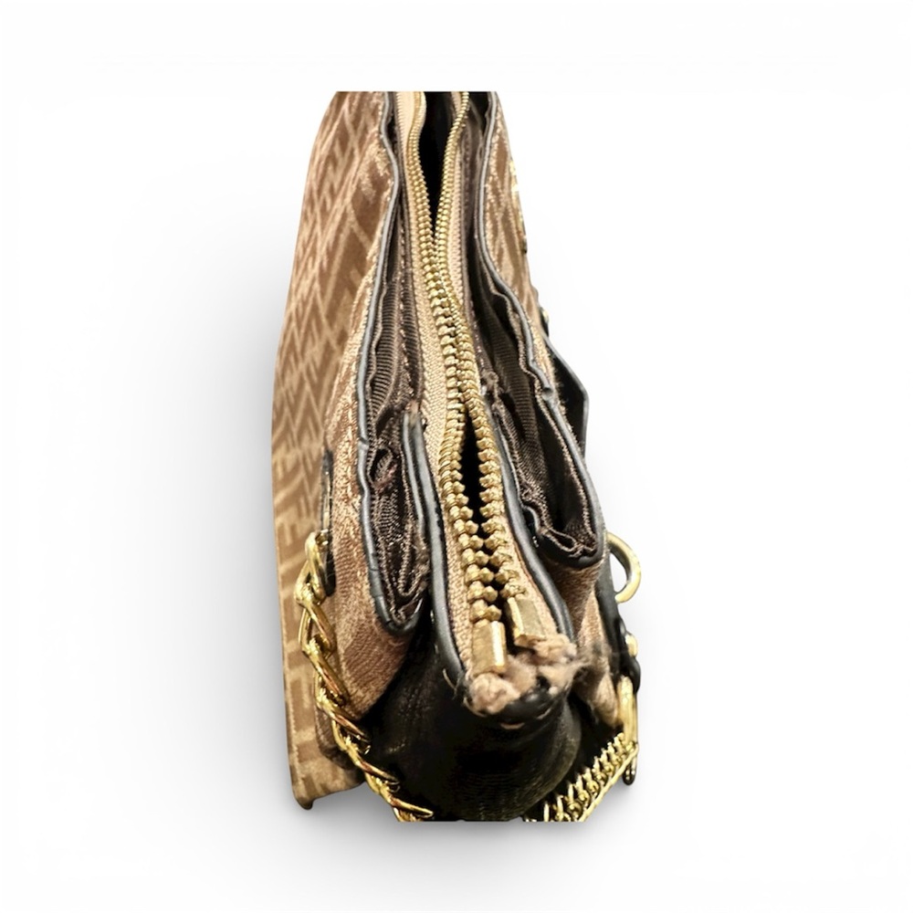 Fendi Brown Monogram Shoulder Bag with Gold Chain - Picture 5 of 10